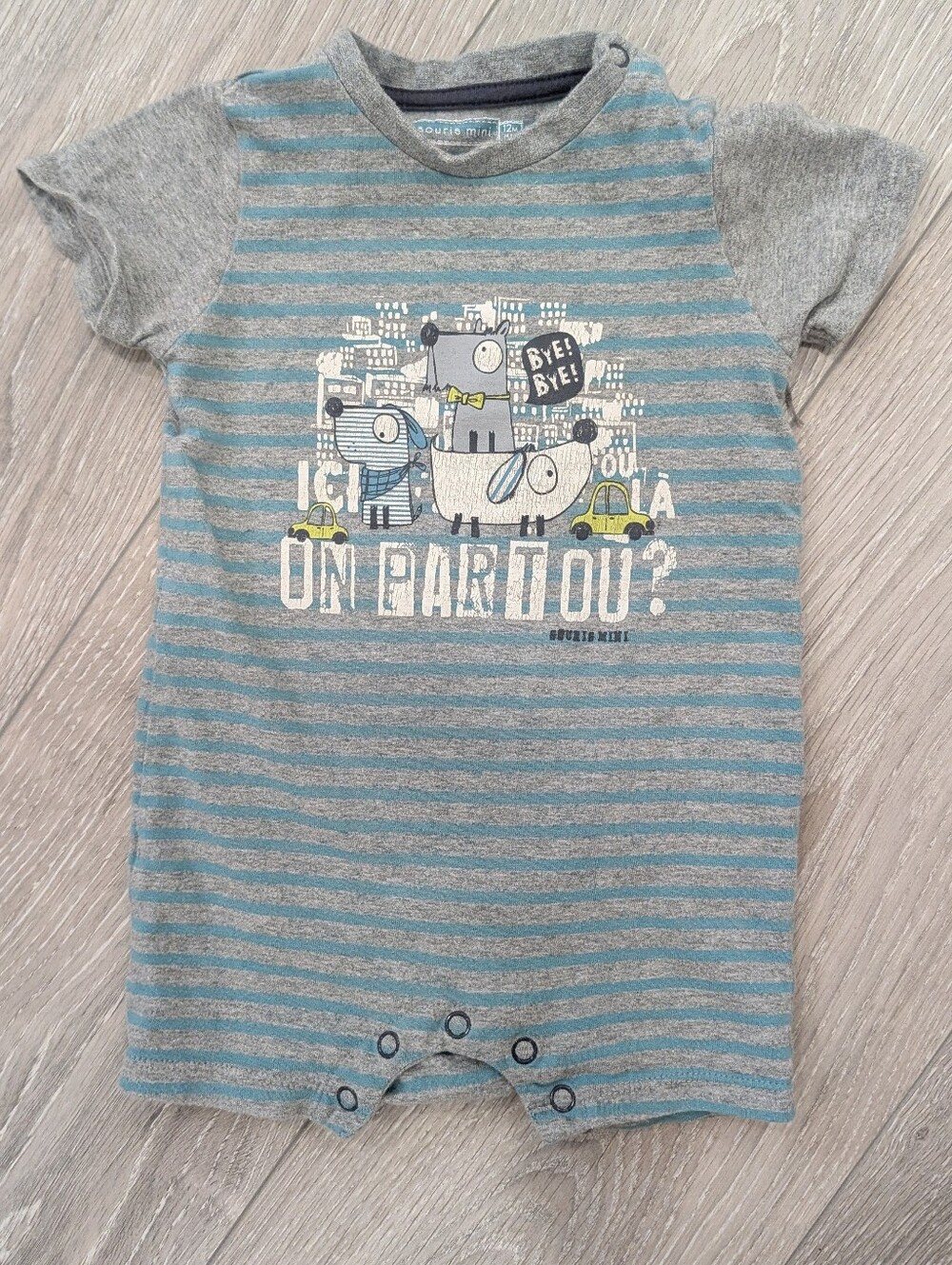 10 For 20$ - Striped Gray & Blue Baby Romper 🇨🇦